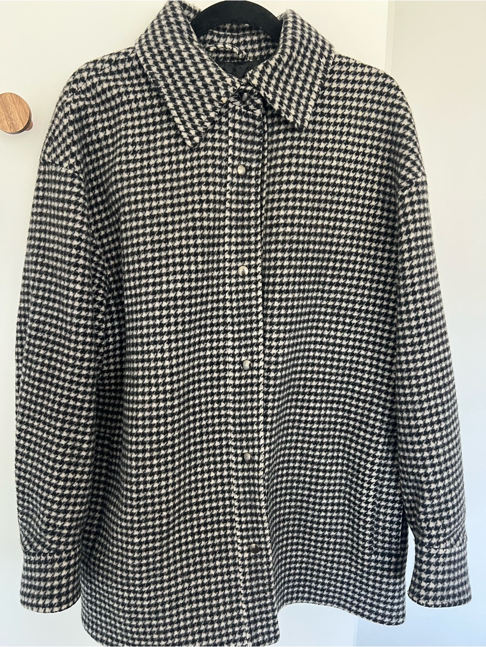 & Other Stories Black and White Houndstooth Peacoat